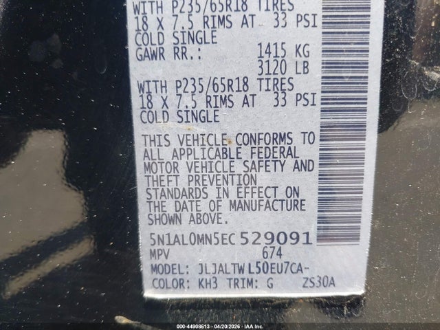 Продаж на аукціоні авто 2014 Infiniti Qx60, vin: 5N1AL0MN5EC529091, номер лоту: 44908613