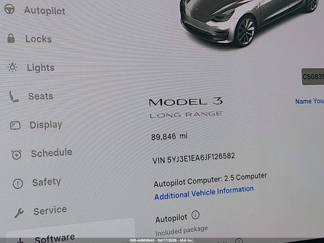 Aukcja sprzedaży 2018 Tesla Model 3 Long Range/mid Range, vin: 5YJ3E1EA6JF126582, numer aukcji: 44908645