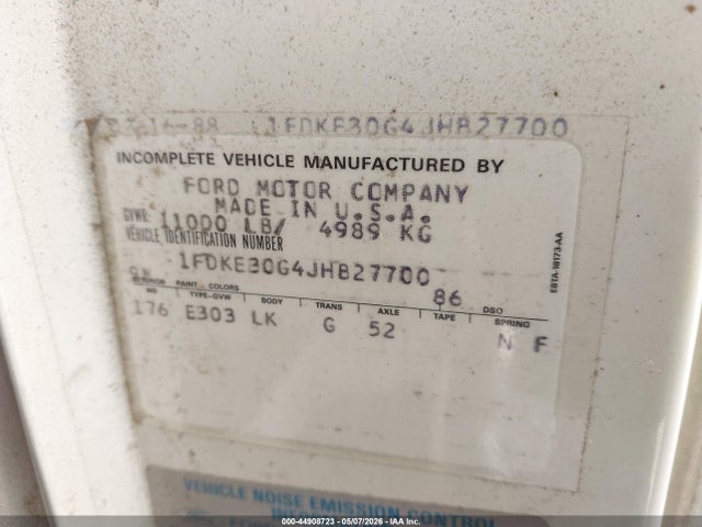 Продажа на аукционе авто 1988 Ford Econoline E350 Cutaway Van, vin: 1FDKE30G4JHB27700, номер лота: 44908723