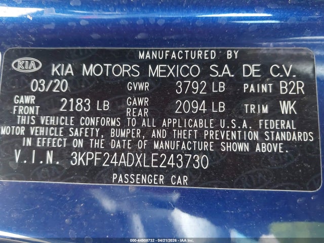KIA Forte Lxs 2020 3KPF24ADXLE243730 Image 9