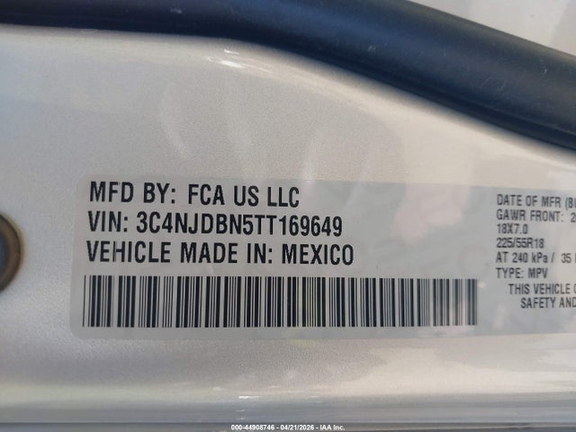 2026 Jeep Compass Latitude Altitude მანქანა იყიდება აუქციონზე, vin: 3C4NJDBN5TT169649, აუქციონის ნომერი: 44908746