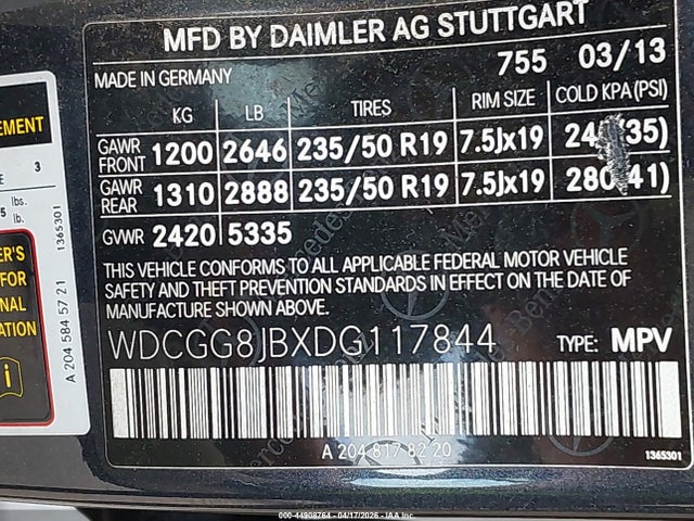 2013 Mercedes-benz Glk 350 4matic მანქანა იყიდება აუქციონზე, vin: WDCGG8JBXDG117844, აუქციონის ნომერი: 44908764