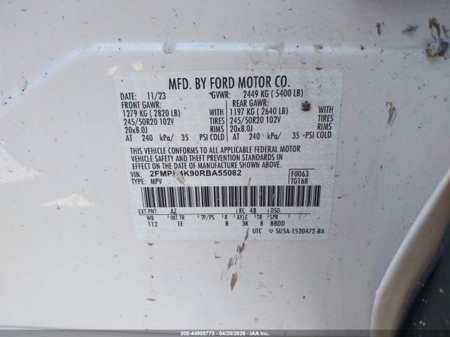 Aukcja sprzedaży 2024 Ford Edge Titanium, vin: 2FMPK4K90RBA55082, numer aukcji: 44908773
