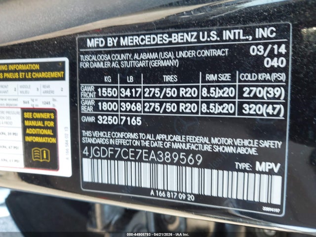 Aukcja sprzedaży 2014 Mercedes-benz Gl 450 4matic, vin: 4JGDF7CE7EA389569, numer aukcji: 44908793