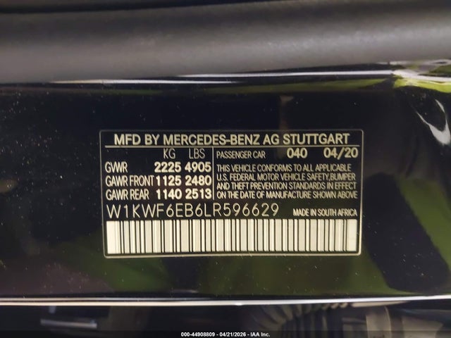 Продаж на аукціоні авто 2020 Mercedes-benz Amg C 43 4matic, vin: W1KWF6EB6LR596629, номер лоту: 44908809