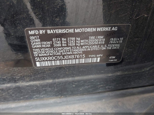 2018 Bmw X5 Xdrive35i მანქანა იყიდება აუქციონზე, vin: 5UXKR0C55J0X87615, აუქციონის ნომერი: 44908812