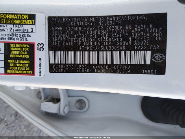 4T1K61AK5LU300946 Toyota CAMRY XSE