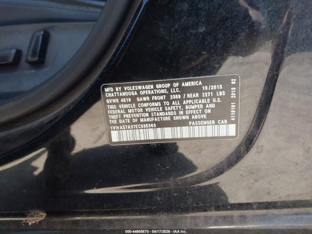 Продаж на аукціоні авто 2014 Volkswagen Passat 1.8t Wolfsburg Edition, vin: 1VWAS7A37EC035363, номер лоту: 44908870