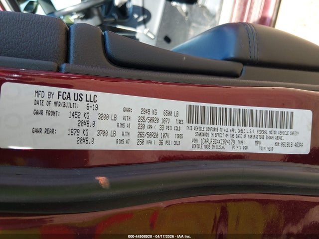 Продаж на аукціоні авто 2019 Jeep Grand Cherokee Limited X 4x4, vin: 1C4RJFBG4KC824179, номер лоту: 44908928