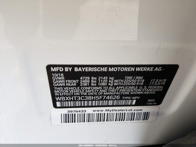 2017 Bmw X1 Xdrive28i მანქანა იყიდება აუქციონზე, vin: WBXHT3C38H5F74626, აუქციონის ნომერი: 44909004