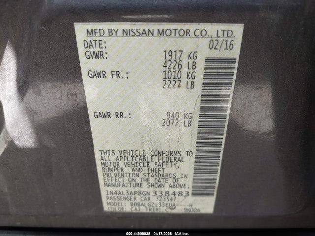 2016 NISSAN ALTIMA 1N4AL3AP8GN338483 Photo 8