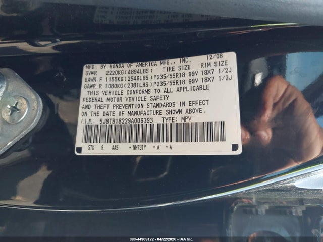 Продаж на аукціоні авто 2009 Acura Rdx, vin: 5J8TB18229A006393, номер лоту: 44909122