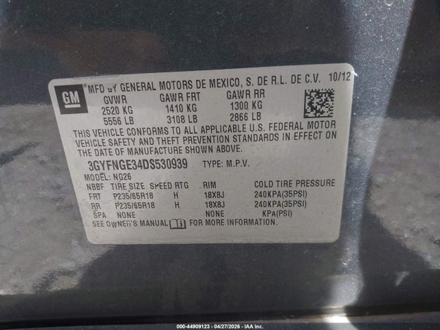 Продажа на аукционе авто 2013 Cadillac Srx Luxury Collection, vin: 3GYFNGE34DS530939, номер лота: 44909123