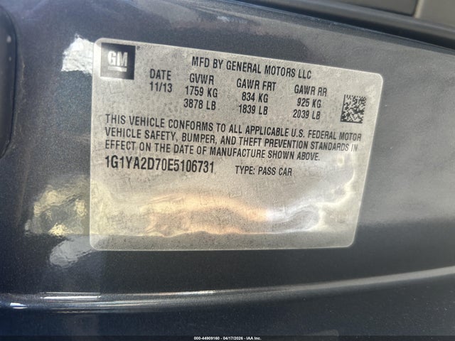 2014 CHEVROLET CORVETTE STINGRAY 1G1YA2D70E5106731 Photo 8