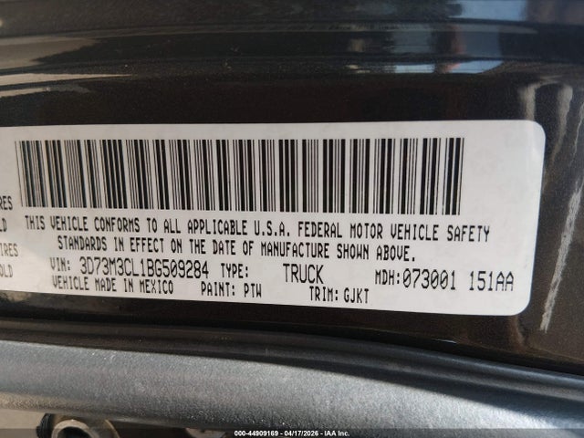 Продажа на аукционе авто 2011 Ram Ram 3500 Laramie, vin: 3D73M3CL1BG509284, номер лота: 44909169