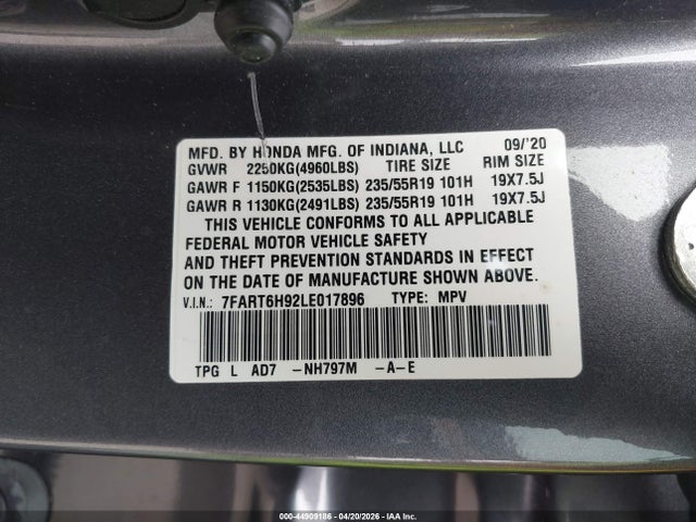 7FART6H92LE017896 Honda Cr-v Hybrid Touring