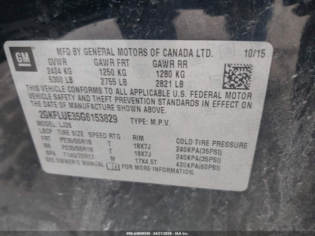 Продажа на аукционе авто 2016 Gmc Terrain Slt, vin: 2GKFLUE35G6153829, номер лота: 44909249