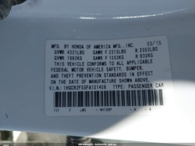 Aukcja sprzedaży 2015 Honda Accord Sport, vin: 1HGCR2F55FA151406, numer aukcji: 44909253
