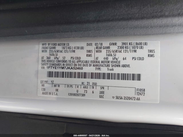 Ford Transit-150 2018 1FTYE1YM7JKA52460 Image 9