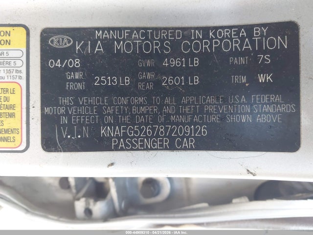 Продажа на аукционе авто 2008 Kia Rondo Ex V6, vin: KNAFG526787209126, номер лота: 44909310