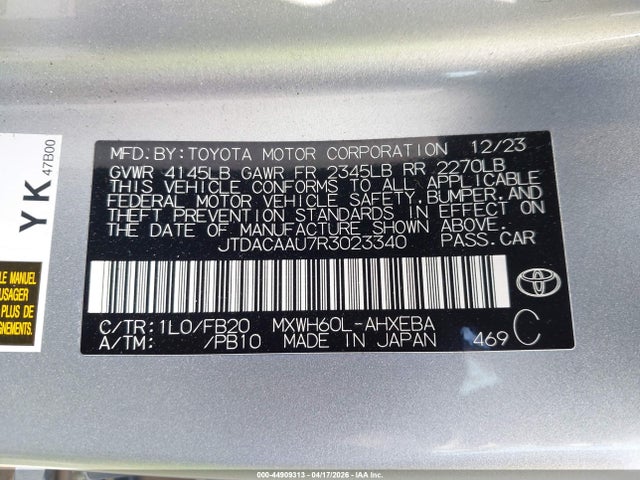 Toyota Prius Le 2024 JTDACAAU7R3023340 Image 9