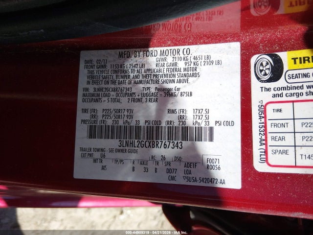 Продаж на аукціоні авто 2011 Lincoln Mkz, vin: 3LNHL2GCXBR767343, номер лоту: 44909319