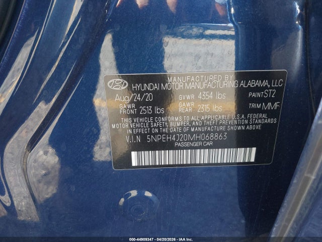 5NPEH4J20MH068863 Hyundai Sonata Limited
