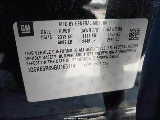 Продаж на аукціоні авто 2016 Cadillac Ct6 Twin Turbo Luxury, vin: 1G6KE5R69GU165114, номер лоту: 44909370