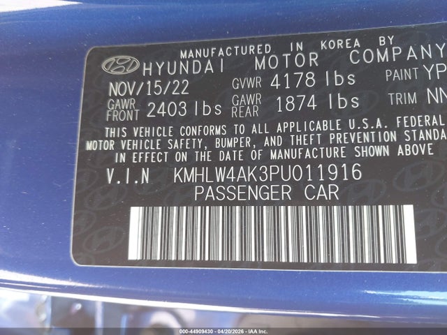 2023 Hyundai Elantra N მანქანა იყიდება აუქციონზე, vin: KMHLW4AK3PU011916, აუქციონის ნომერი: 44909430