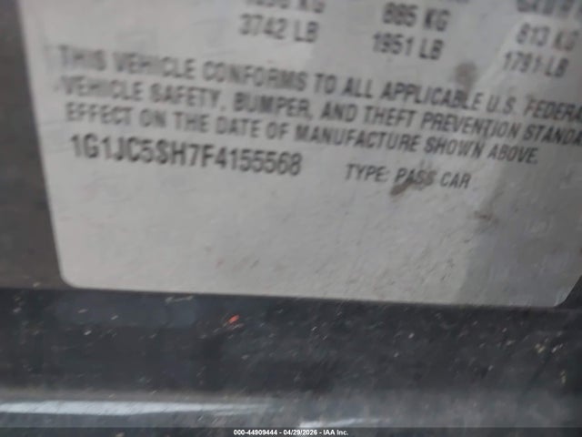 44909444 :رقم المزاد ، 1G1JC5SH7F4155568 vin ، 2015 Chevrolet Sonic Lt Auto مزاد بيع