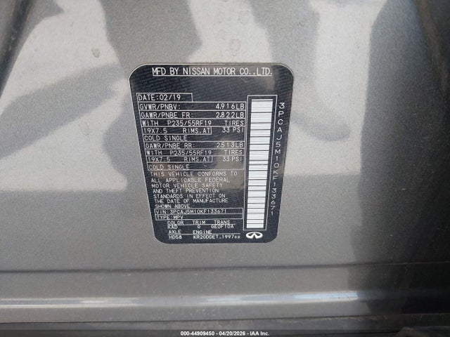 Продажа на аукционе авто 2019 Infiniti Qx50 Luxe, vin: 3PCAJ5M10KF133671, номер лота: 44909450