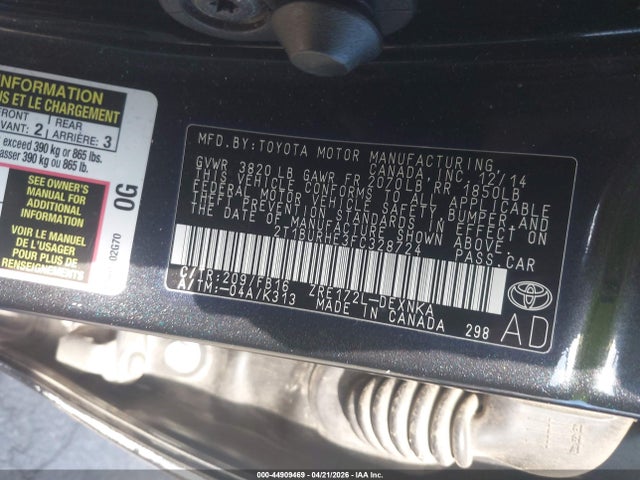Toyota COROLLA LE 2015 2T1BURHE3FC328724 Image 9