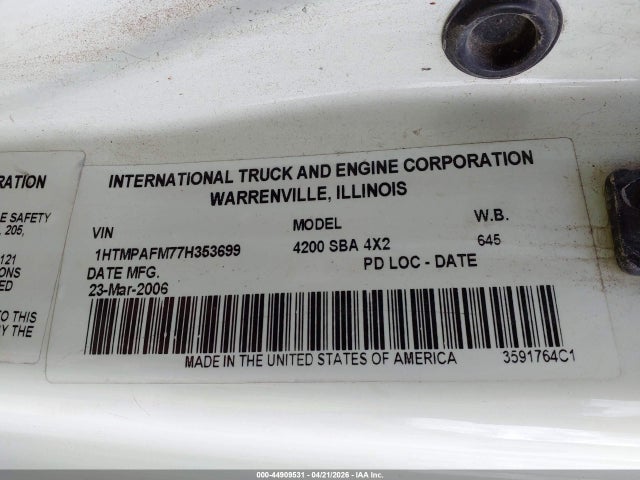 Продаж на аукціоні авто 2007 International 4000 4200, vin: 1HTMPAFM77H353699, номер лоту: 44909531