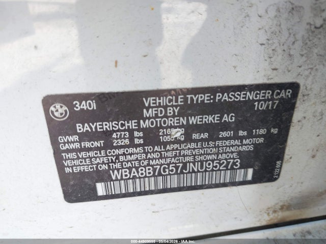 Продаж на аукціоні авто 2018 Bmw 340i Xdrive, vin: WBA8B7G57JNU95273, номер лоту: 44909555