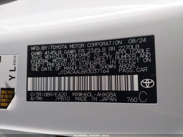 JTDACAAU6R3037164 Toyota PRIUS XLE