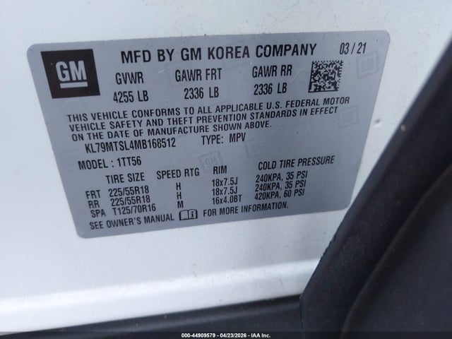 KL79MTSL4MB168512 Chevrolet Trailblazer Fwd Rs