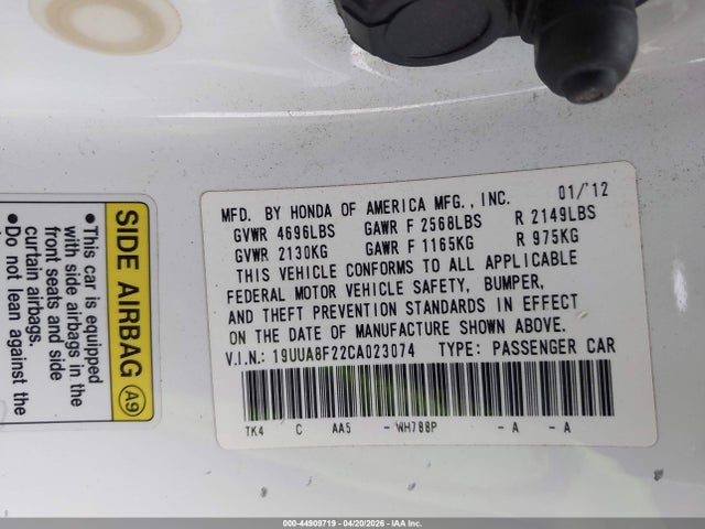 Продаж на аукціоні авто 2012 Acura Tl 3.5, vin: 19UUA8F22CA023074, номер лоту: 44909719