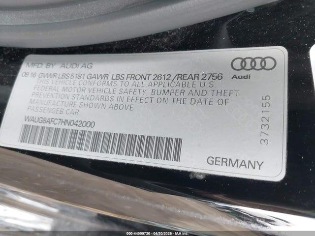 Aukcja sprzedaży 2017 Audi A6 2.0t Premium, vin: WAUG8AFC7HN042000, numer aukcji: 44909730
