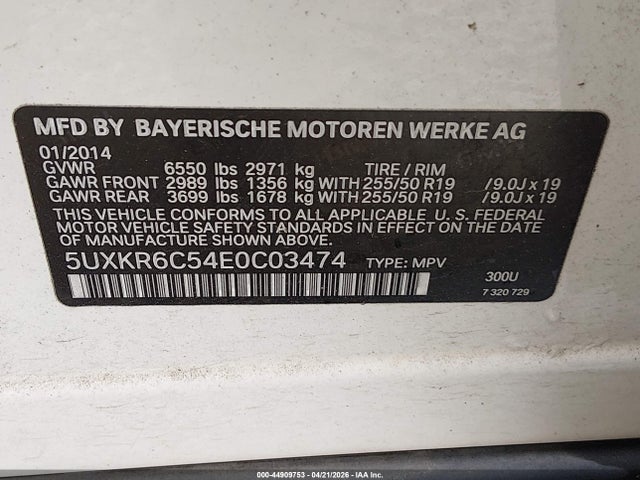 Aukcja sprzedaży 2014 Bmw X5 Xdrive50i, vin: 5UXKR6C54E0C03474, numer aukcji: 44909753