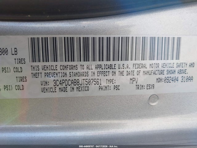 2018 DODGE JOURNEY 3C4PDCAB8JT507561 Photo 8