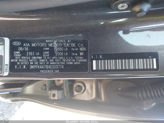 Aukcja sprzedaży 2017 Kia Forte Lx, vin: 3KPFK4A78HE033774, numer aukcji: 44909835