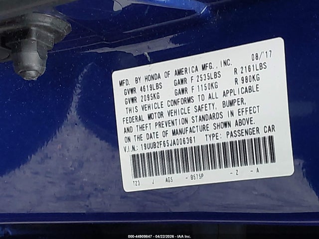 Продаж на аукціоні авто 2018 Acura Tlx Tech   A-spec Pkgs, vin: 19UUB2F65JA006361, номер лоту: 44909847