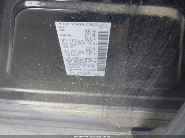 Продажа на аукционе авто 2013 Nissan Pathfinder Platinum, vin: 5N1AR2MNXDC671123, номер лота: 44909876