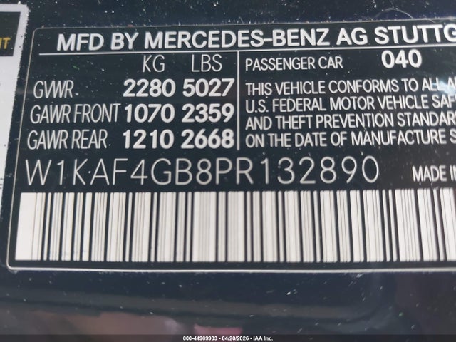 Aukcja sprzedaży 2023 Mercedes-benz C 300 Sedan, vin: W1KAF4GB8PR132890, numer aukcji: 44909903