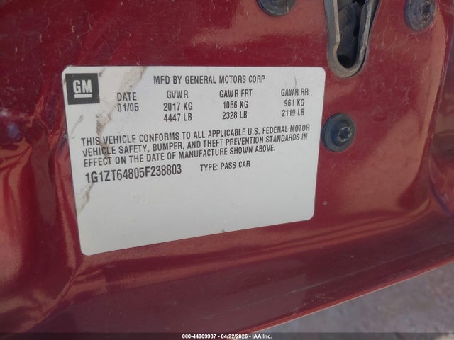 Aukcja sprzedaży 2005 Chevrolet Malibu Maxx Ls, vin: 1G1ZT64805F238803, numer aukcji: 44909937