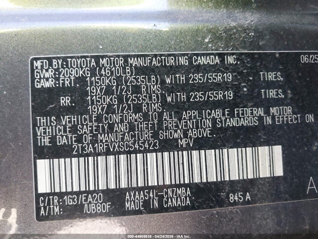 Toyota Rav4 Xle Premium 2025 2T3A1RFVXSC545423 Image 9