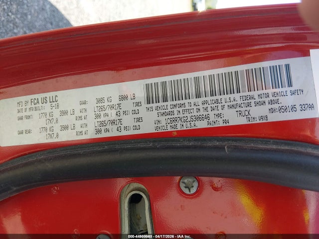 Продаж на аукціоні авто 2018 Ram 1500 Tradesman  4x4 5'7 Box, vin: 1C6RR7KG2JS306646, номер лоту: 44909943