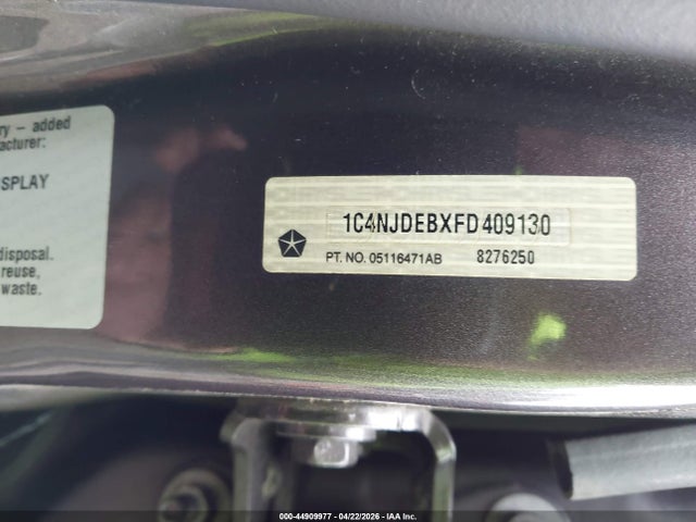 Продаж на аукціоні авто 2015 Jeep Compass Latitude, vin: 1C4NJDEBXFD409130, номер лоту: 44909977
