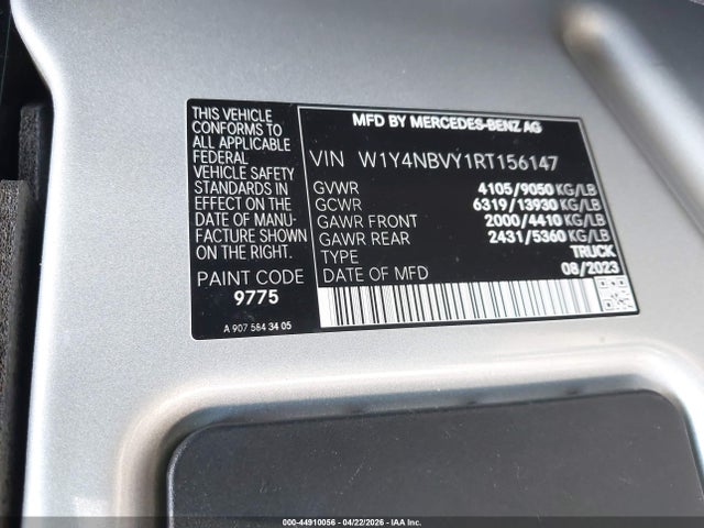 44910056 :رقم المزاد ، W1Y4NBVY1RT156147 vin ، 2024 Mercedes-benz Sprinter 2500 Standard Roof 4-cyl Diesel Ho مزاد بيع