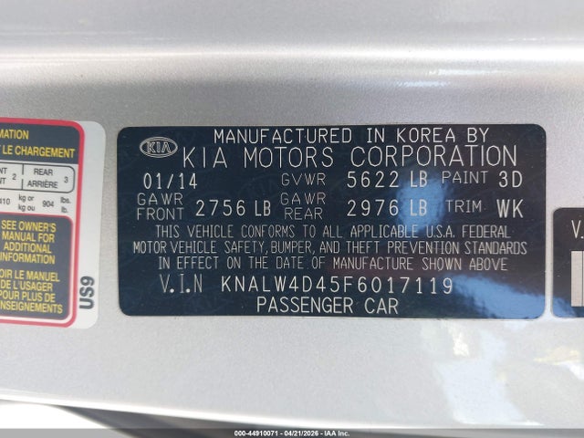Продаж на аукціоні авто 2015 Kia K900 Luxury, vin: KNALW4D45F6017119, номер лоту: 44910071